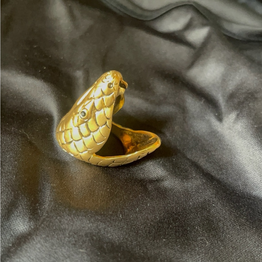 Saint Laurent Gold Cobra Ring Luxurious Jewelry size 6